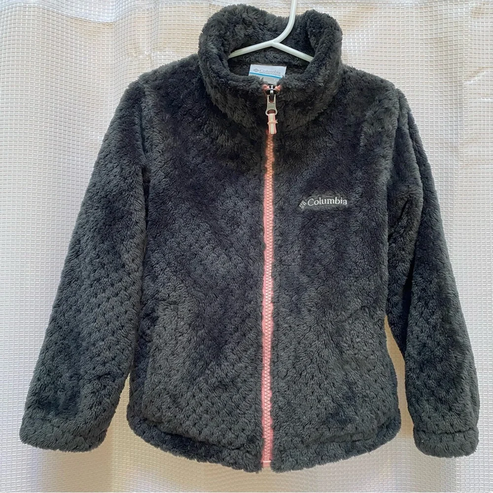 COLUMBIA Fire Side Sherpa Zip Up Jacket Dark Gray Size XXS (4/5)
